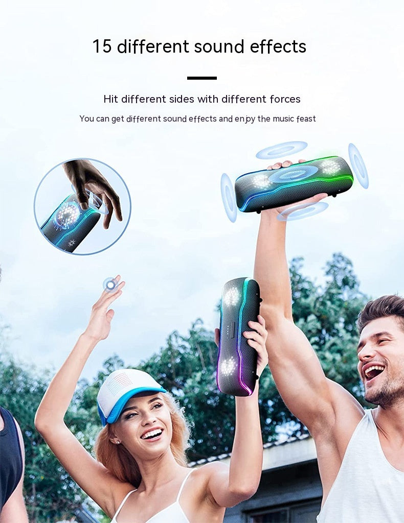 Colorful RGB Lamp 25W Subwoofer Outdoor Portable Waterproof Beat Drum Bluetooth Speaker