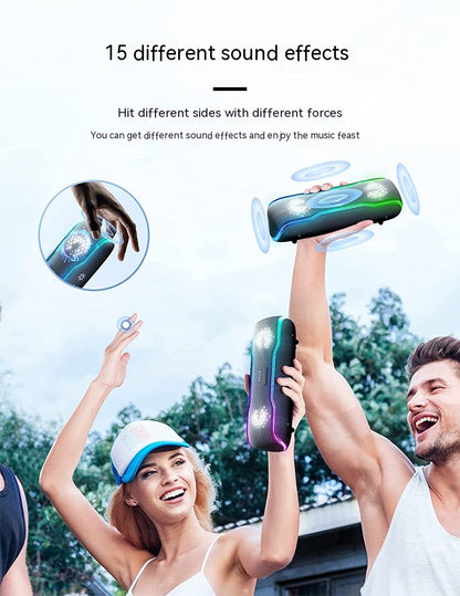 Colorful RGB Lamp 25W Subwoofer Outdoor Portable Waterproof Beat Drum Bluetooth Speaker