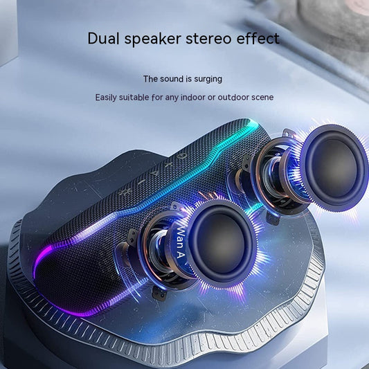 Colorful RGB Lamp 25W Subwoofer Outdoor Portable Waterproof Beat Drum Bluetooth Speaker
